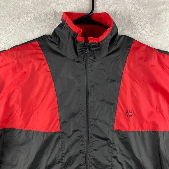 Vintage USA Olympics Jacket Mens Small Black Red Colorblock 90s JC Penney Vented - Picture 3 of 13